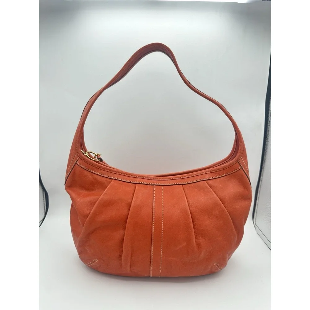 Coach Ergo Pleated Hobo Leather Shoulder Bag 12235 Burnt Orange Vintage